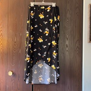 H&M black with floral patter wraparound long skirt. Size 8